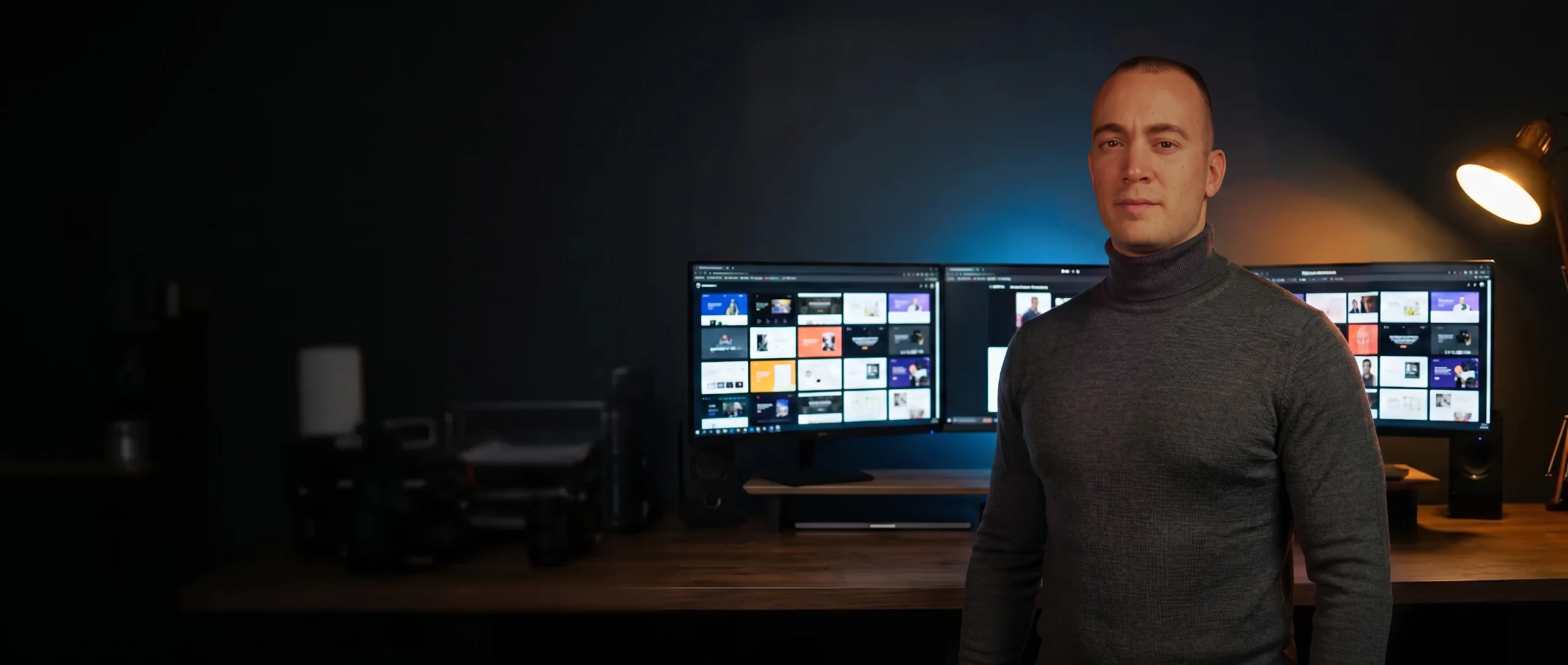 Javier Gilzam, fundador de Pc Emprende, en su estudio de diseño web.