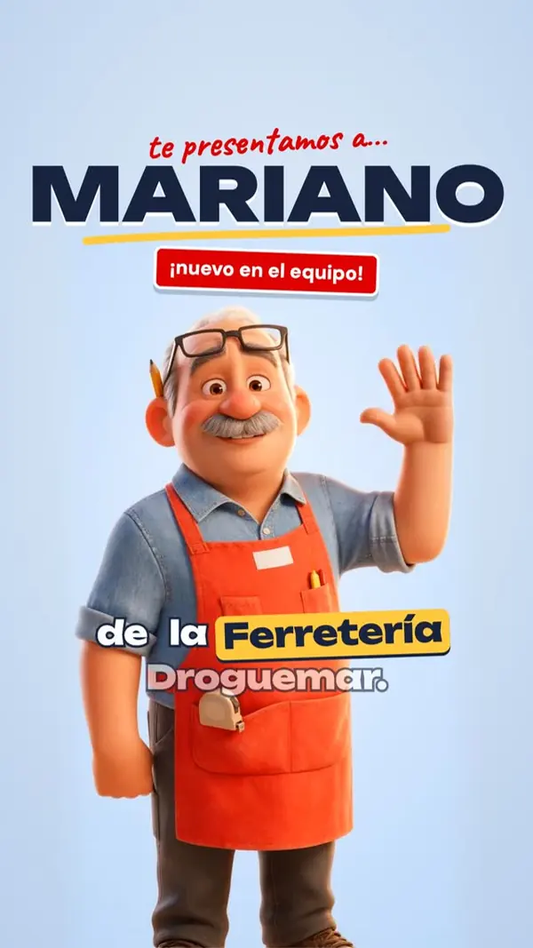 Portada del reel «Soy Mariano: la mascota de Droguemar» de Ferretería Droguemar