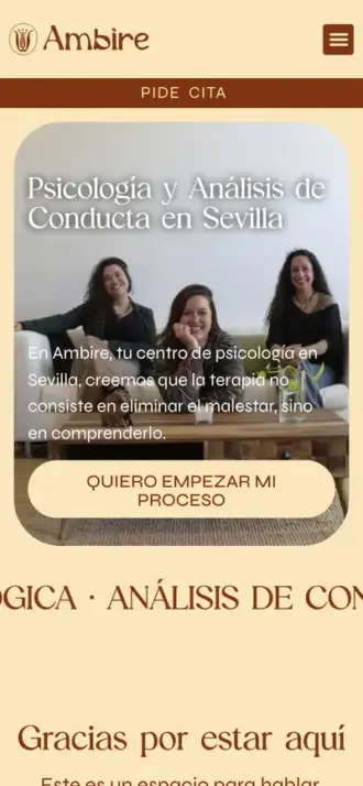 Web de Ambire Psicología en el móvil