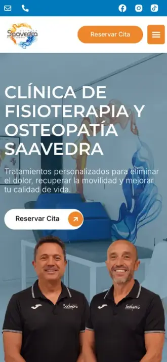 Web de Clínica de Fisioterapia Saavedra en el móvil
