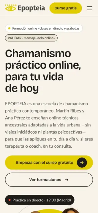 Web de Epopteia en el móvil