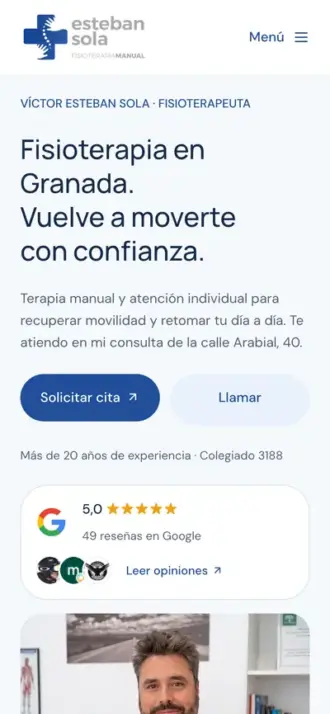 Web de Esteban Sola en el móvil