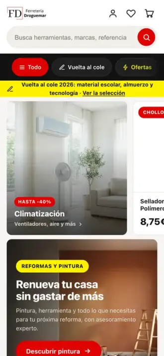 Web de Ferretería Droguemar en el móvil