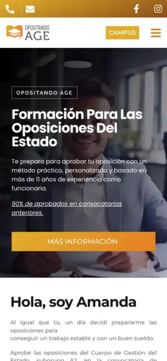 Web de Opositando AGE en el móvil