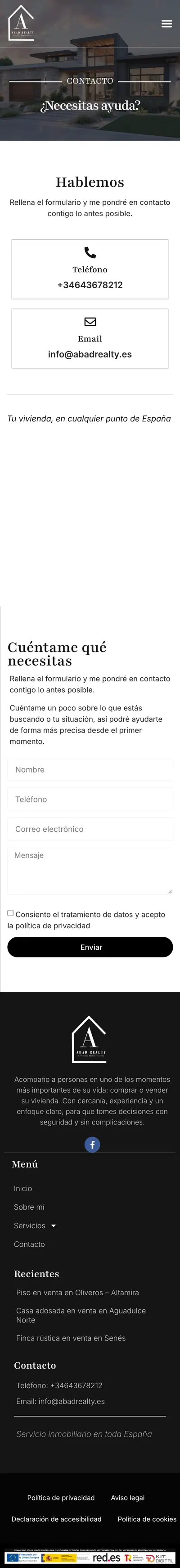 Abad Realty · Contacto · Móvil