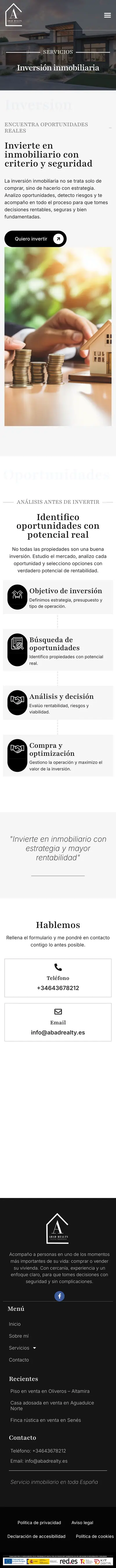 Abad Realty · Inversión inmobiliaria · Móvil