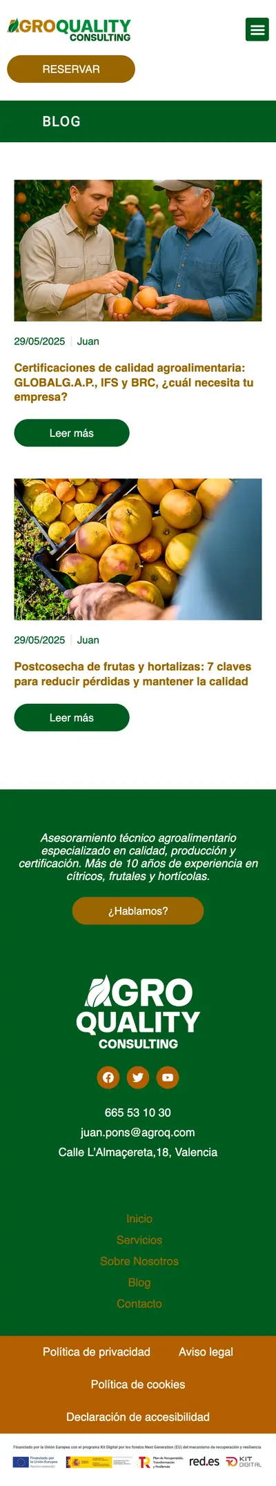 AgroQuality · Blog · Móvil