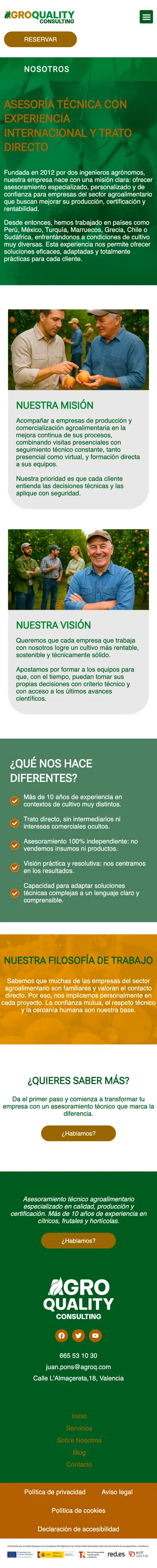 AgroQuality · Nosotros · Móvil