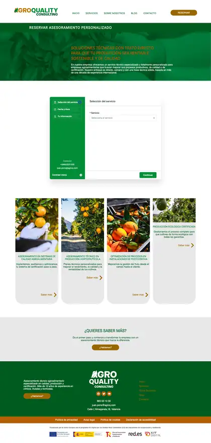 AgroQuality · Reservar asesoramiento
