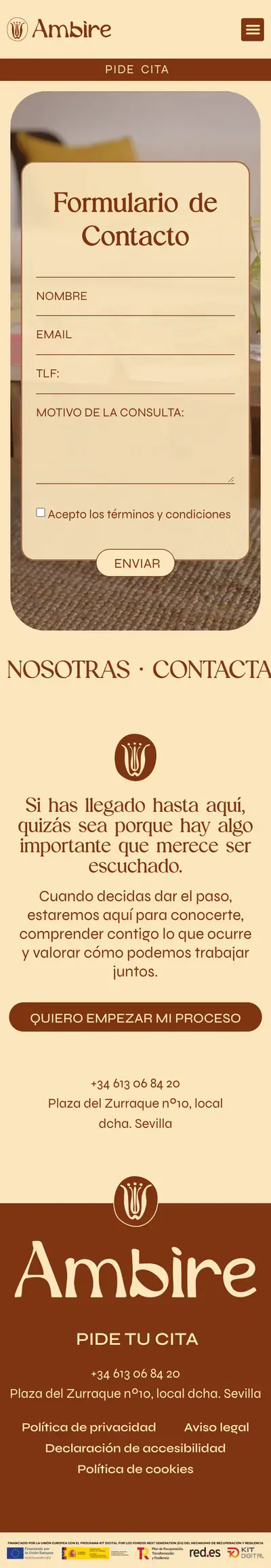 Ambire Psicología · Contacto · Móvil