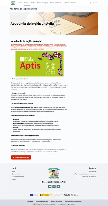 Clases Particulares en Ávila · Versión en inglés