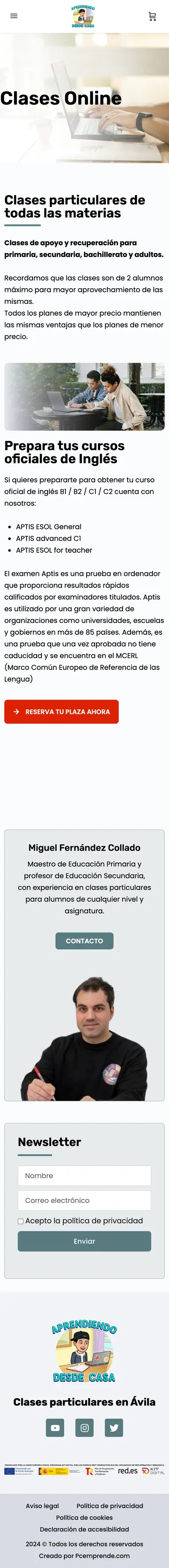 Clases Particulares en Ávila · Clases particulares online · Móvil