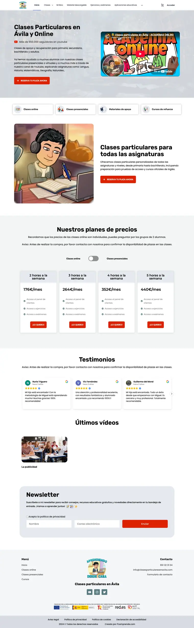Web de Clases Particulares en Ávila