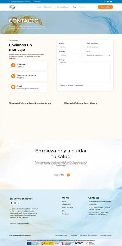 Clínica de Fisioterapia Saavedra · Contacto