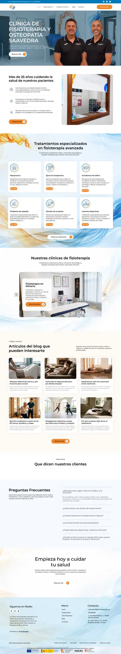 Clínica de Fisioterapia Saavedra · Inicio
