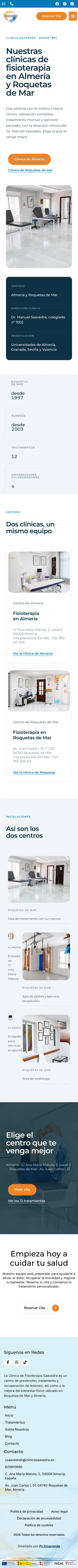 Clínica de Fisioterapia Saavedra · Nuestras clínicas · Móvil