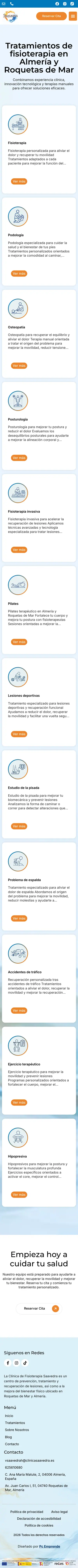 Clínica de Fisioterapia Saavedra · Tratamientos · Móvil