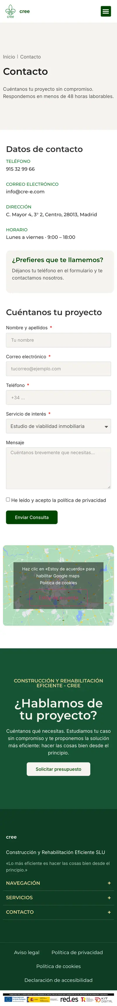 CREE · Contacto · Móvil
