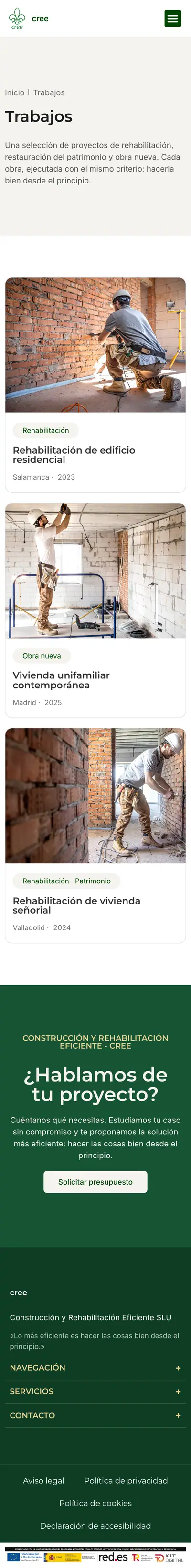 CREE · Trabajos · Móvil