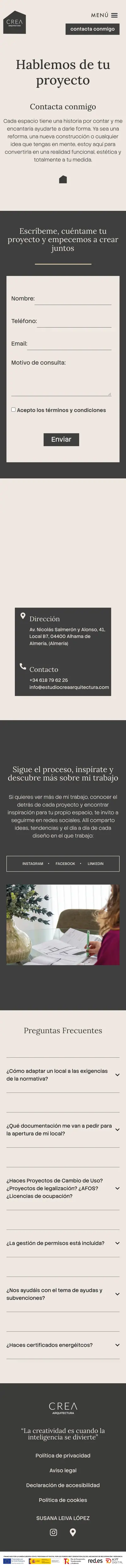 Estudio Crea Arquitectura · Contacta Conmigo · Móvil