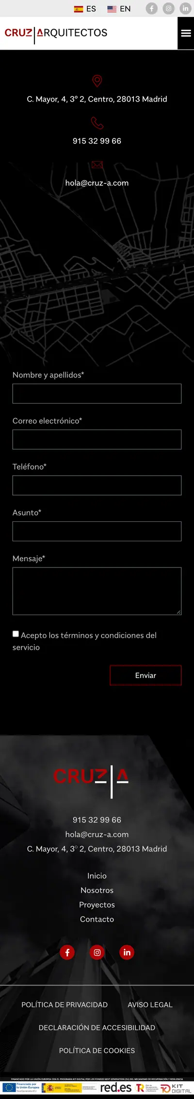 Cruz Arquitectos · Contacto · Móvil