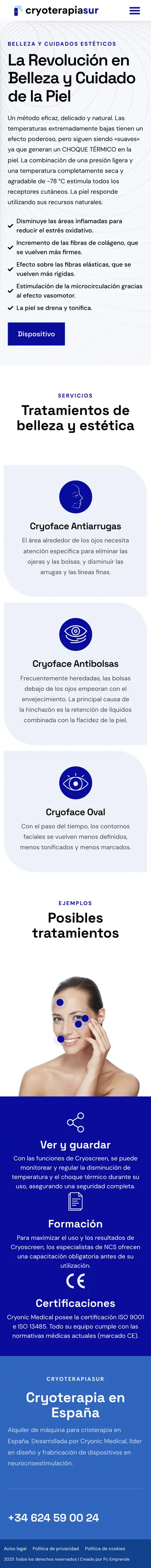 Cryoterapiasur · Belleza y estética · Móvil