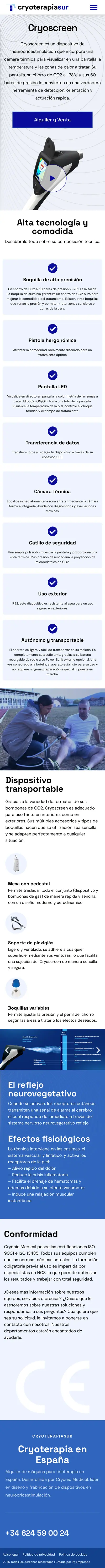 Cryoterapiasur · Dispositivo · Móvil