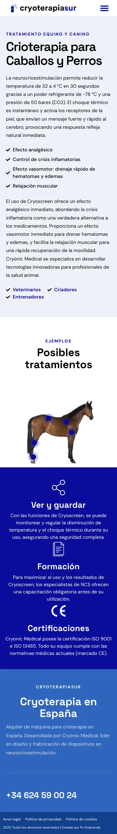 Cryoterapiasur · Equinos y caninos · Móvil