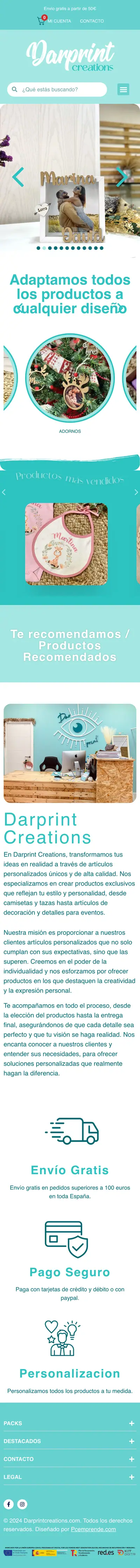 Darprint Creations · Inicio en el móvil