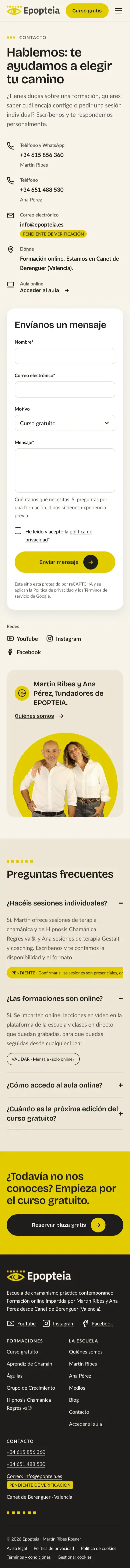 Epopteia · Contacto · Móvil