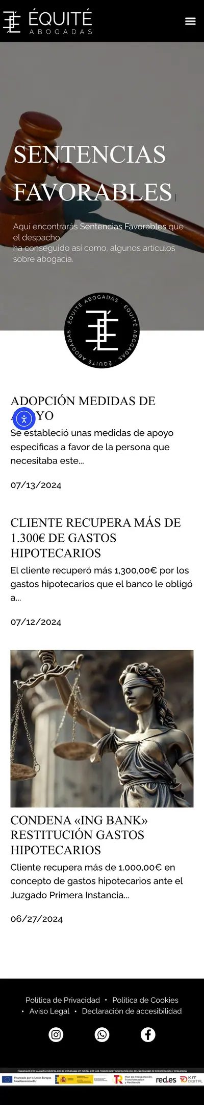 Équité Abogadas · Sentencias Favorables · Móvil