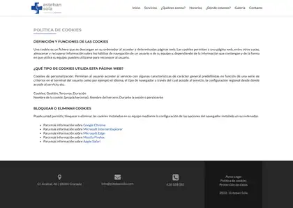 Esteban Sola · Política de cookies (antes)