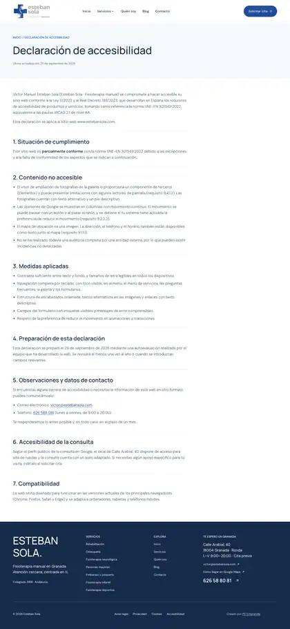 Esteban Sola · Accesibilidad