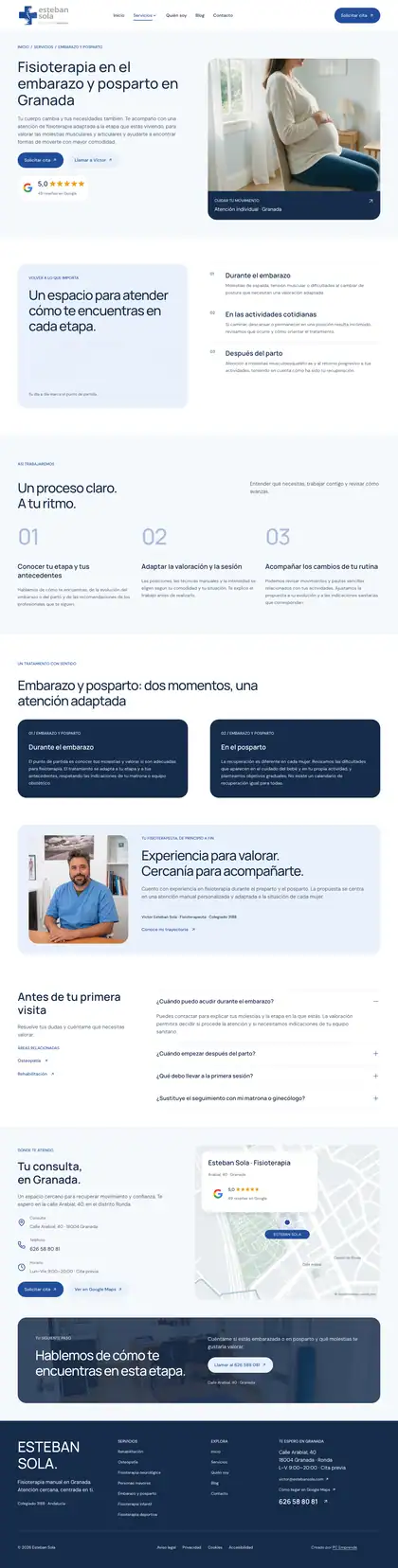Esteban Sola · Embarazo y posparto
