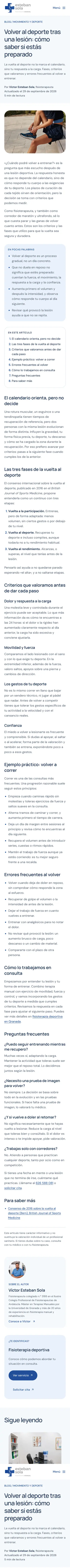 Esteban Sola · Artículo · Volver al deporte · Móvil