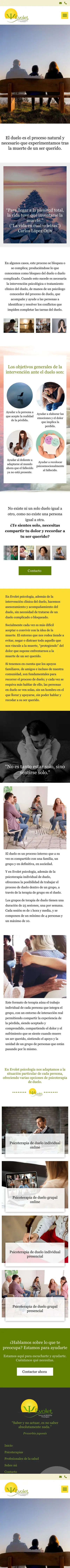 Evolet Psicología · Duelo · Móvil
