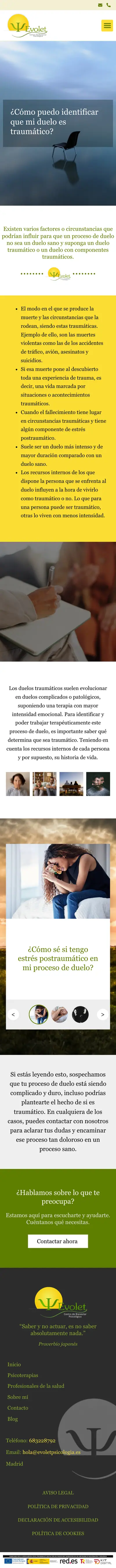 Evolet Psicología · Duelo traumático · Móvil
