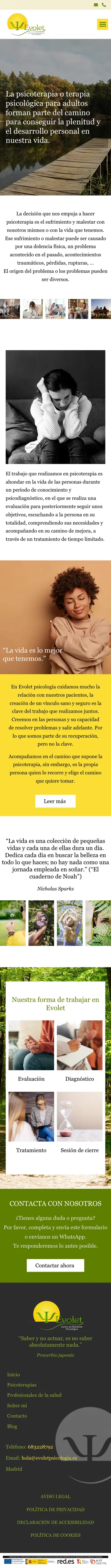 Evolet Psicología · Psicoterapia Adultos · Móvil