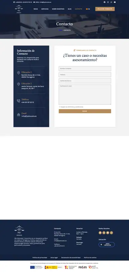 F&J Advocats i Consultors · Contacto
