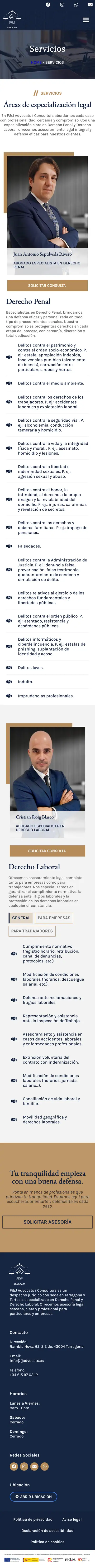 F&J Advocats i Consultors · Servicios · Móvil