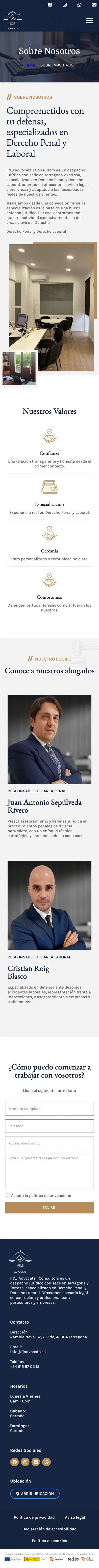 F&J Advocats i Consultors · Sobre Nosotros · Móvil