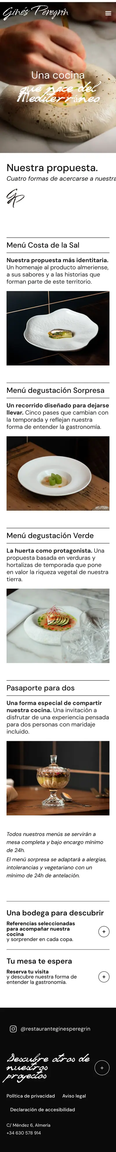 Restaurante Ginés Peregrín · Propuesta · Móvil