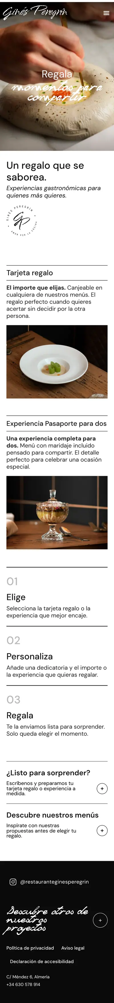 Restaurante Ginés Peregrín · Regala · Móvil
