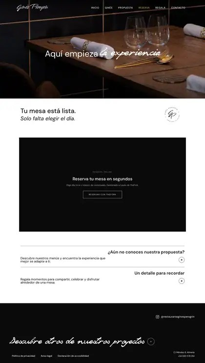 Restaurante Ginés Peregrín · Reserva