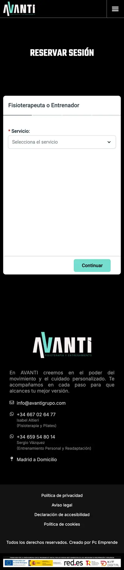 Grupo Avanti · Reserva · Móvil