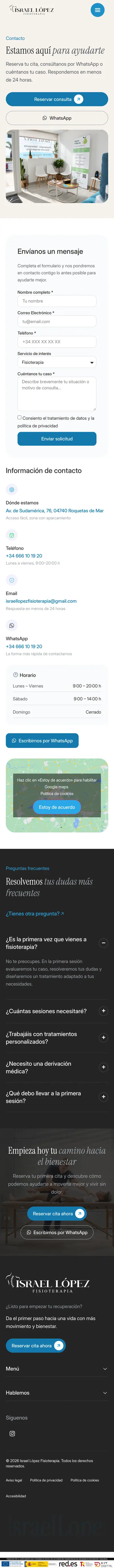 Israel López Fisioterapia · Contacto · Móvil