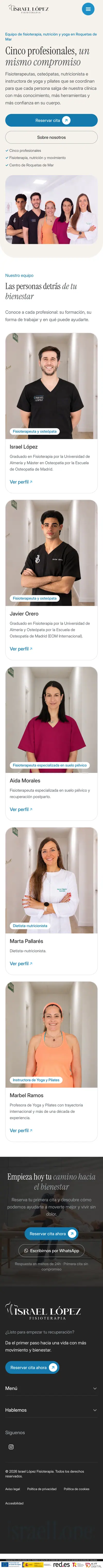 Israel López Fisioterapia · Equipo · Móvil