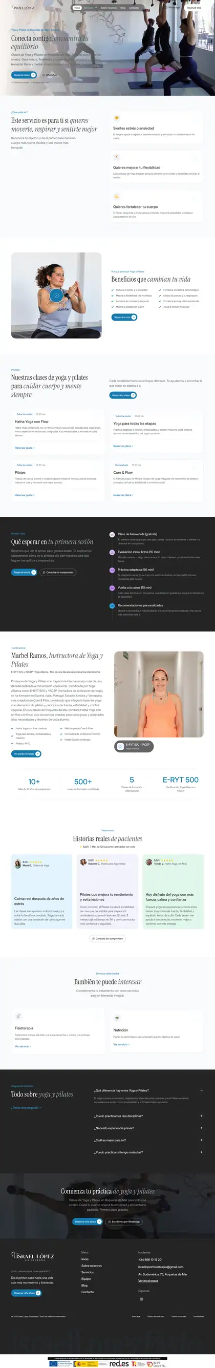 Israel López Fisioterapia · Yoga y Pilates