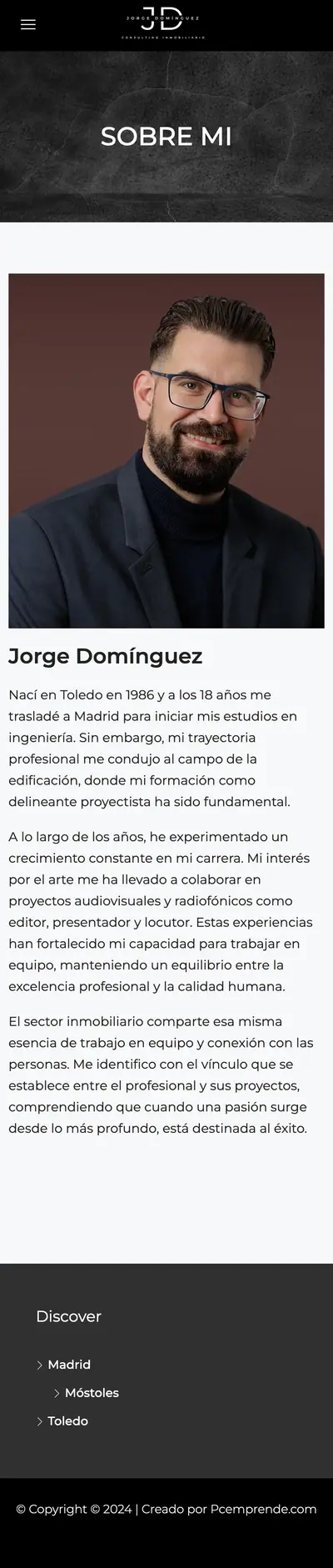 Jorge Domínguez · Sobre mi · Móvil