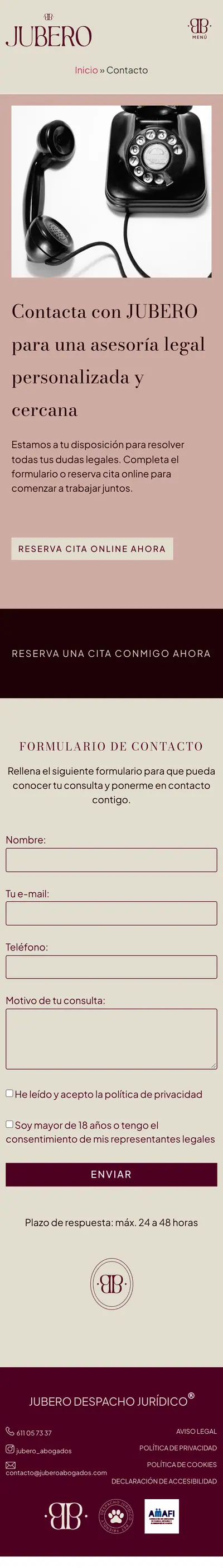 Jubero Abogados · Contacto · Móvil